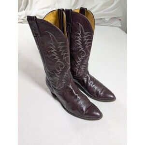 VTG 90s Men's Nocona 3011-30-403 Burgundy Pig Leather Classic Western Boots 11D